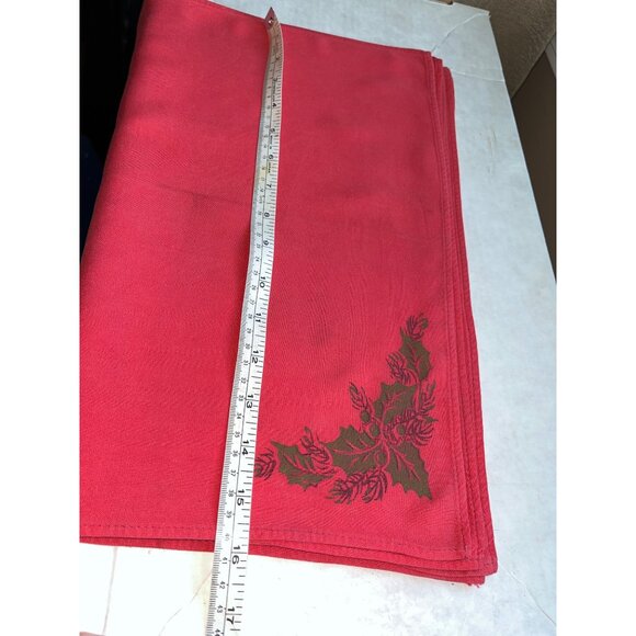 Vintage Napkins Holiday Red Holly Motif Christmas Set of 6 Casual Rayon Cute - Picture 5 of 9